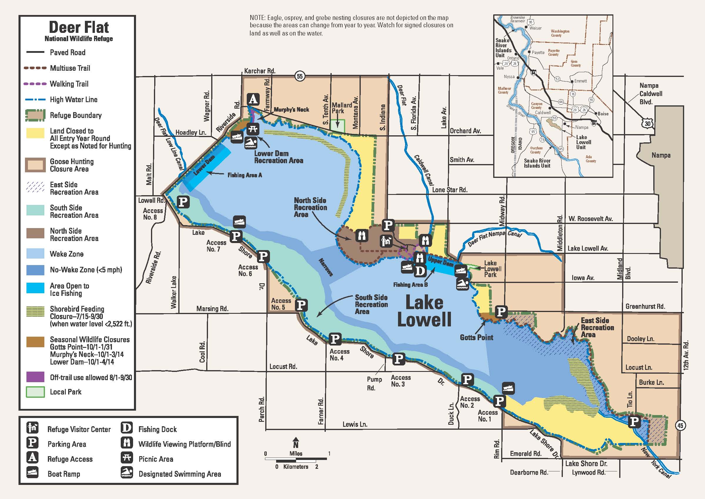 Lake Lowell Unit map Deer Flat NWR USFWS FWS.gov